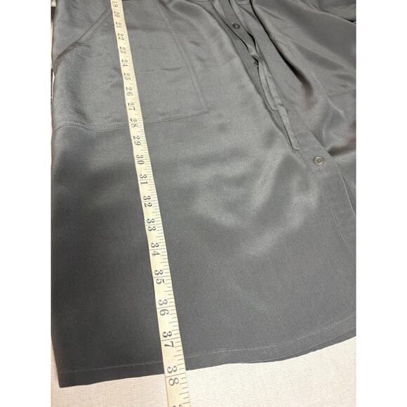 Eileen Fisher Silk Gray Button Down Dress Size S Roll Up Sleeves Front Pockets - Picture 12 of 12